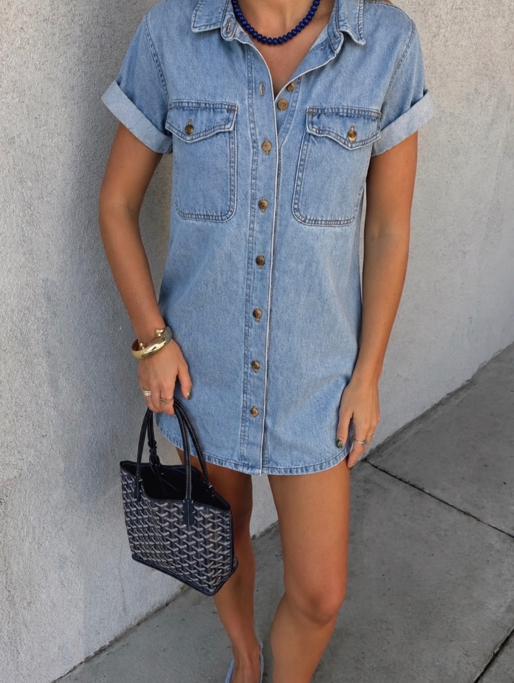 Universal Thread Medium Light Blue Denim Shirt Dress